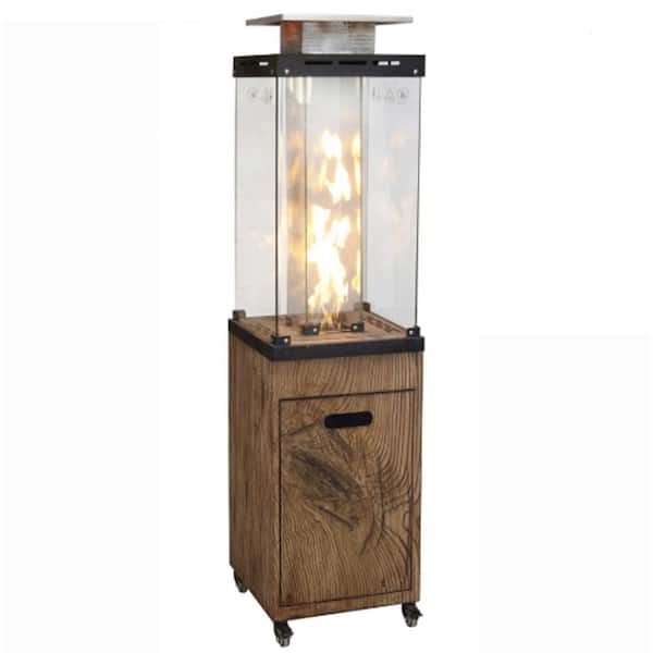 UPLAND 41000 BTU Brown Glass Top and TerraFab Base Propane Patio Heater with Wheels