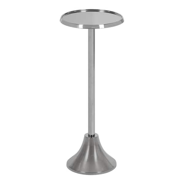 Kate and Laurel Sanzo 9 in. D x 23 in. H Silver Round Metal End Table