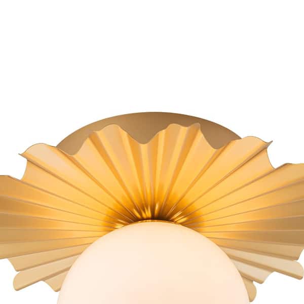 HUOKU Ceder 1-Light 11.8 in.W Paint Gold Flush Mount Modern Globe