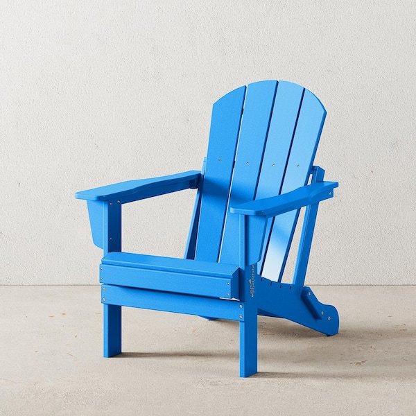 Laguna Fade Resistant Outdoor Patio HDPE Poly Plastic Classic Folding Adirondack Lawn Chair in Pacific Blue