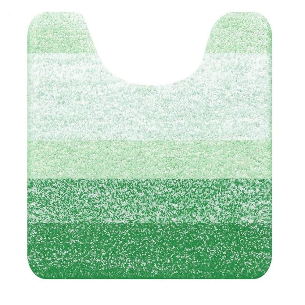 Afoxsos 24 in. x 20 in. Green Stripe Microfiber Rectangular Contour