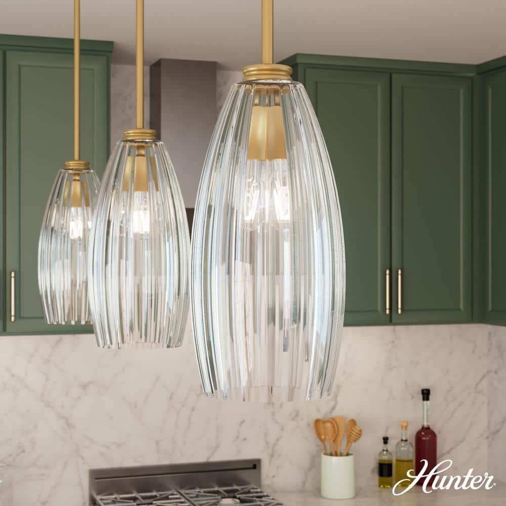 Rossmoor 60-Watt 1-Light Luxe Gold Island Pendant Light with Bell Glass Shade, No Bulbs Included price history on PriceWatchPro