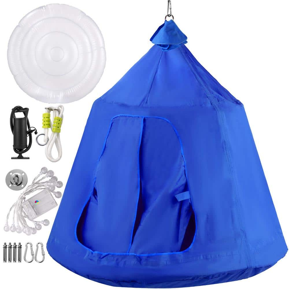 VEVOR Hanging Tree Tent Max. 440 lb. Capacity Tree Tent Swing with LED Rainbow Lights 43.4 x 46 in. Ceiling Hammock Tent Blue ZPETQQBLUE0000001V0 The Home Depot