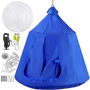 Hanging Tree Tent Max. 440 lb. Capacity Tree Tent Swing with LED Rainbow Lights 43.4 x 46 in. Ceiling Hammock Tent, Blue
