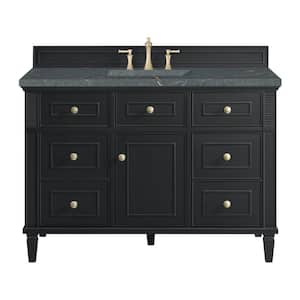 Lorelai 48.0 in. W. x 23.5 in. D x 34.06 in. H Single Bathroom Vanity in Black Onyx with Parisien Bleu Quartz Top