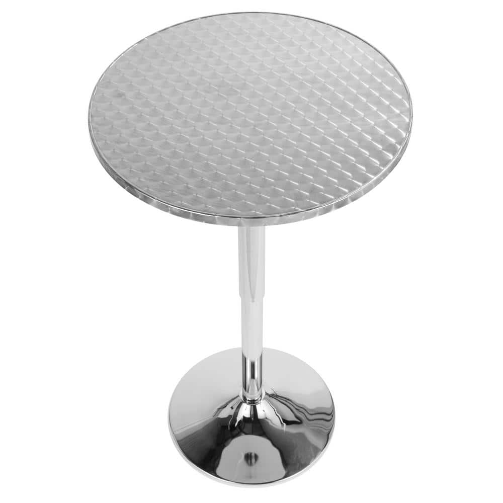 Contemporary Adjustable Chrome Round Bar Table