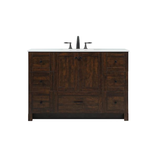 Unbranded Timeless Home 48 in. W x 19 in. D x 34 in. H Bath Vanity in Expresso with Ivory White Engineered Stone Top