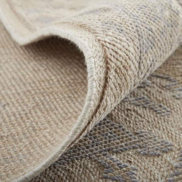 Tan, Blue Floral 10 ft. x 14 ft. Area Rug