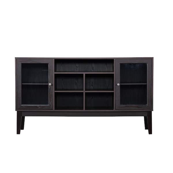 ATHMILE 60 in. Dark Brown Standard Rectangle Wood Console Table
