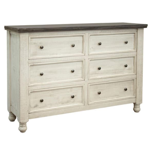 Benjara 62.5 in. Ivory and Gray Dresser Without Mirror