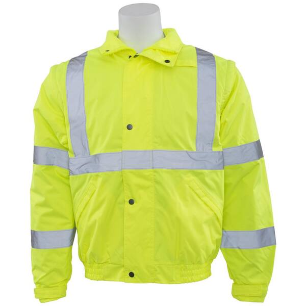 ERB W492 4X Class 3 Zip-Off Sleeves Hi Viz Lime Jacket