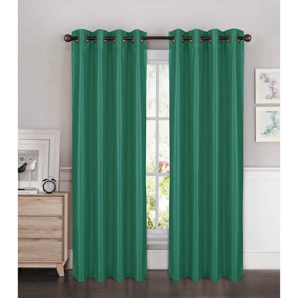 Window Elements Teal Faux Silk Extra Wide Grommet Room Darkening Curtain - 54 in. W x 96 in. L (Set of 2)