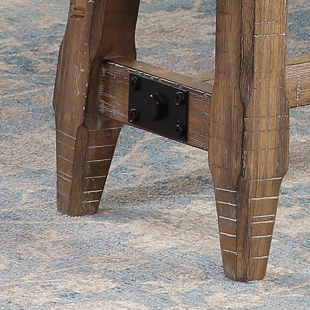 Rustic Ranch 60" Beige Upholstered Bench with Stretchers