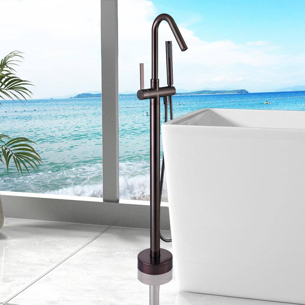 Oil Rubbed Bronze Freestanding Tub Filler with Handshower