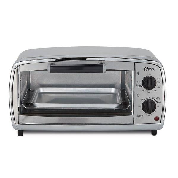 Oster 1000 W 4-Slice Stainless Toaster Oven with Broiling Rack Insert
