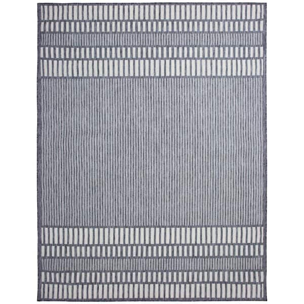 Gray Stripe Gray/Ivory 8 ft. x 10 ft. Indoor/Outdoor Area Rug