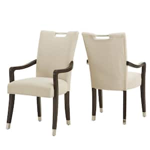 Beige Heathered Weave Parson Dining Arm Chair (Set of 2)