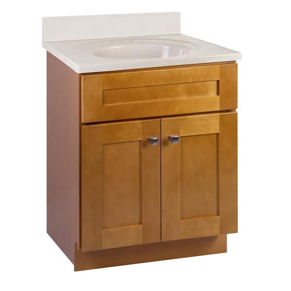 Brookings 25 in. Bathroom Vanity with Cultured Marble Vanity Top Fully Assembled Bathroom Vanity with Sink Modern Birch