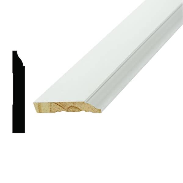 Alexandria Moulding 1/2 in. x 3-1/4 in. x 96 in. Primed White Finger-Jointed Poplar Wood Baseboard Molding