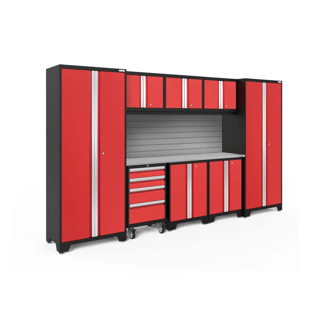 Bold Series 132 in. W x 76.75 in. H x 18 in. D 24-Gauge Steel Garage Cabinet Set in Red (9-Piece) price history on PriceWatchPro