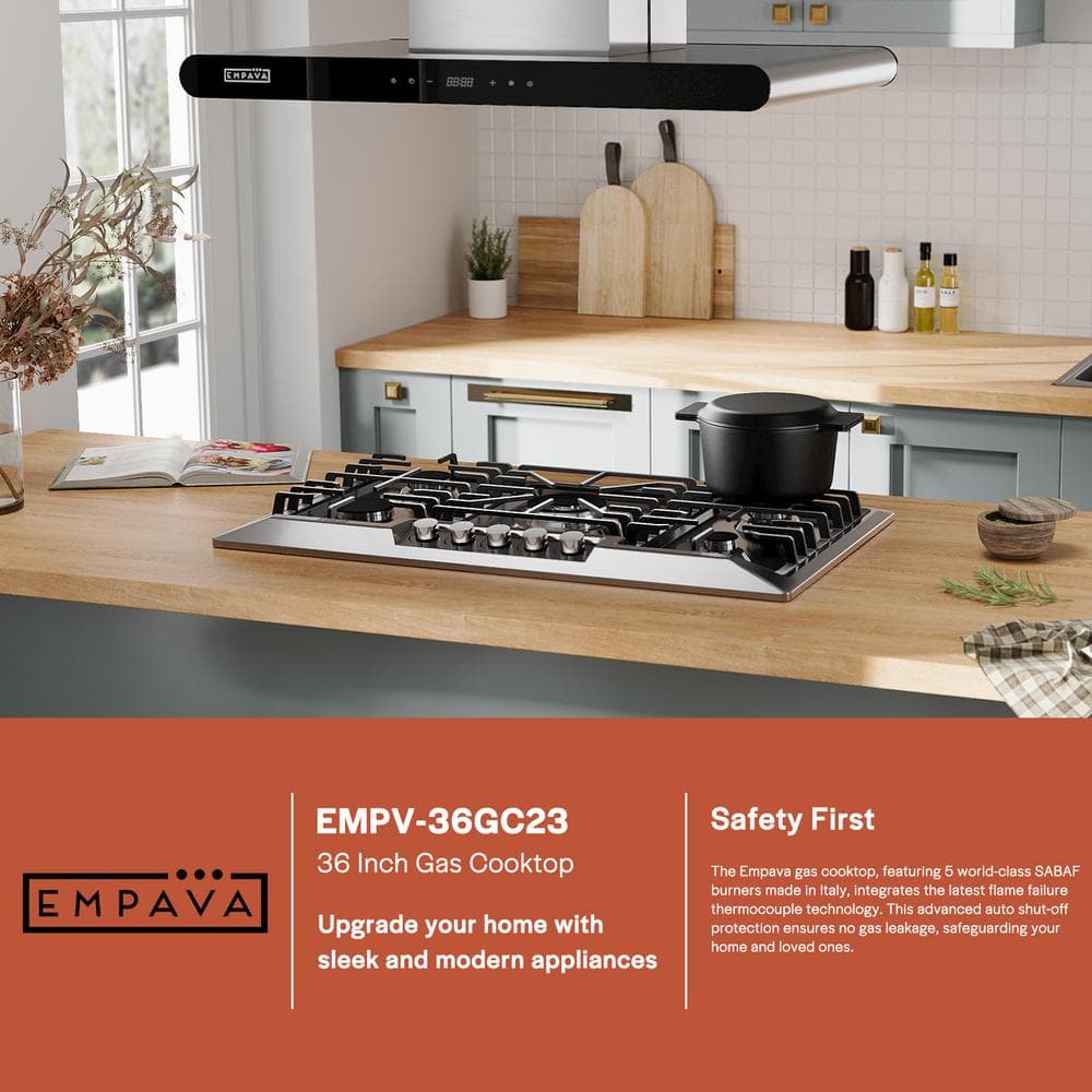Empava 36 Inch Stainless Steel 5-Burner Gas Cooktop