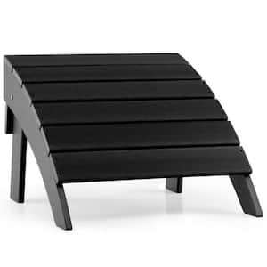 Black Plastic Outdoor Adirondack Folding Ottoman with All Weather HDPE