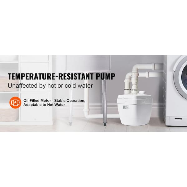 Utility Sink Pump 1/3 HP 1750 GPH Flow 18 ft. Head Under-Sink Sump Pump System Copper Wire Motor Heavy-Duty Sink Pump