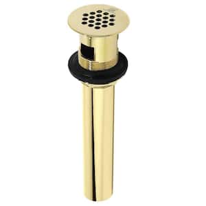 9-3/4 in. x 2.2 in. Polished Brass Grid Drain with Overflow