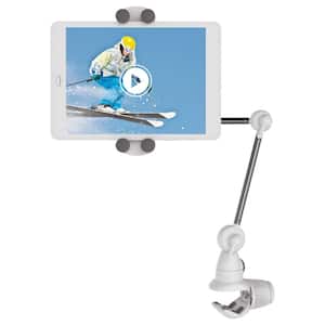 Barkan 4" to 12" Portable, Full-Motion, Multi-Position Smartphone & Tablet Mount, White, Firm Device Clamp