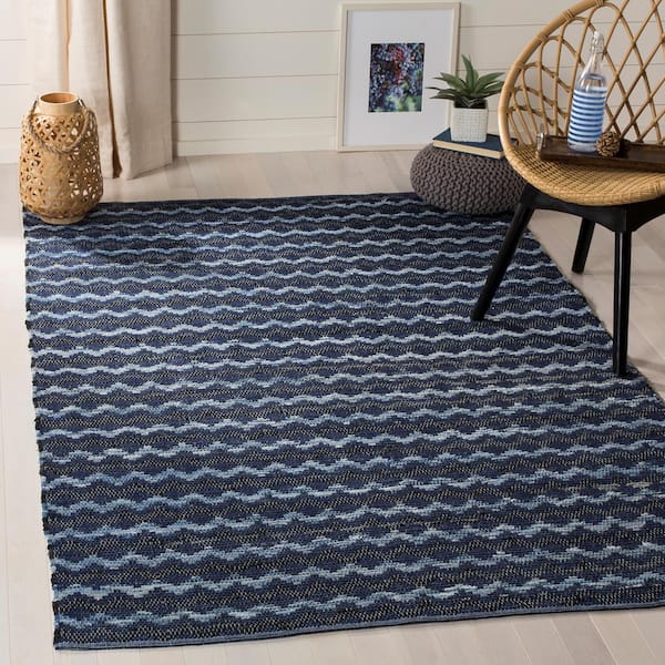 Montauk Navy Blue/Black 6 ft. x 9 ft. Geometric Area Rug