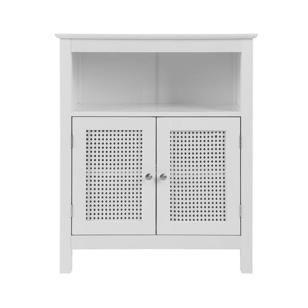 Unbranded 25.9 in. W x 12.59 in. D x 31.5 in. H White Linen Cabinet with 2 Doors and Hollow-Carved Design