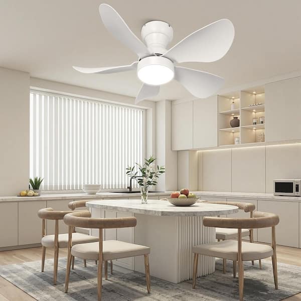 29 in. Indoor Smart Flush Mount Ceiling Fan with Light, Low Profile 3 Blades Ceiling Fans with Remote and APP-White