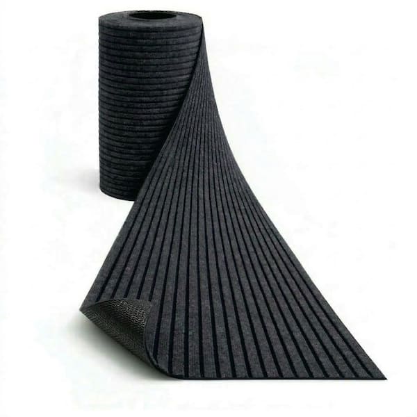 Non-Slip Hallway Runner Rug by The Foot Utility Mat For Home/Office Charcoal Black Wide-Ribbed, 2.6 ft. x 27 ft.