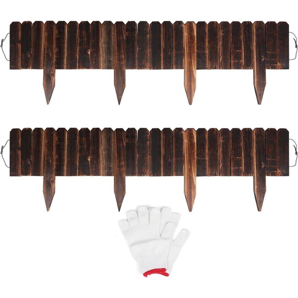 1 in. x 14 in. x 47.2 in. Brown Wood Edging, Garden Fence Anti-Corrosive Fl