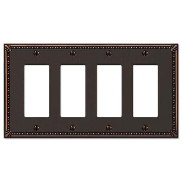 Imperial Bead 4 Gang Rocker Metal Wall Plate - Aged Bronze
