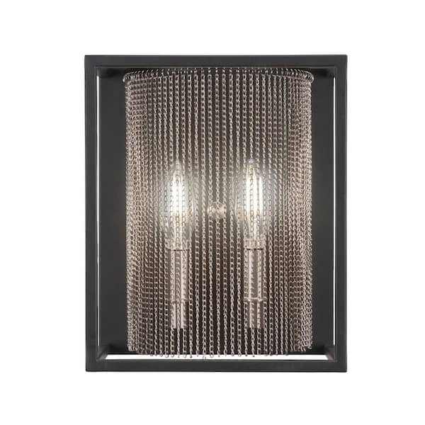 Unbranded Autumn 8.75 in. 1-Light Matte Black and Brushed Nickel Wall Sconce with Standard Shade