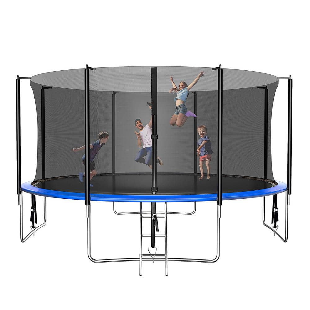 fiziti 12 ft. Round Trampoline Set with Safety Enclosure System Heavy ...