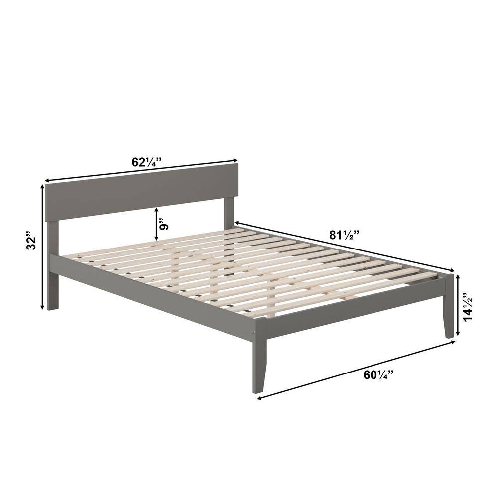Boston Modern Queen Platform Bed with Panel Headboard in Grey
