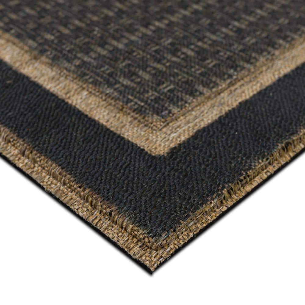 Gray and Beige Rubber Outdoor Rectangular Doormat
