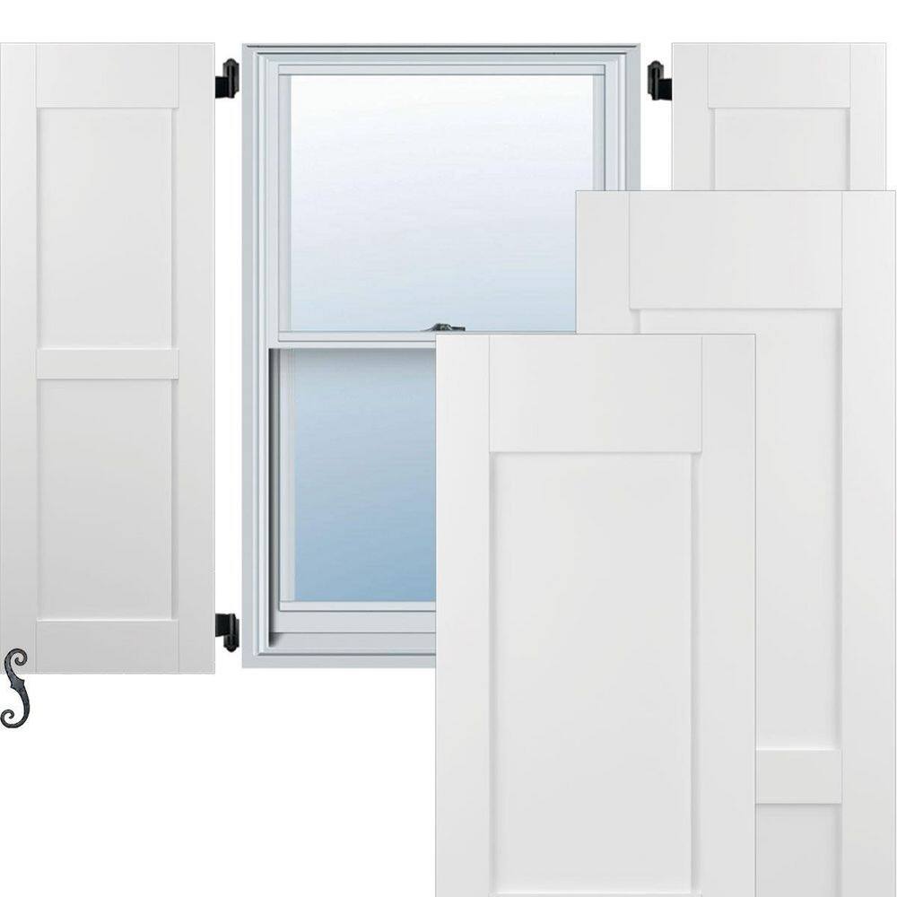 15 in. W x 55 in. H Americraft 2-Equal Flat Panel Exterior Real Wood Shutters Pair in White price history on PriceWatchPro