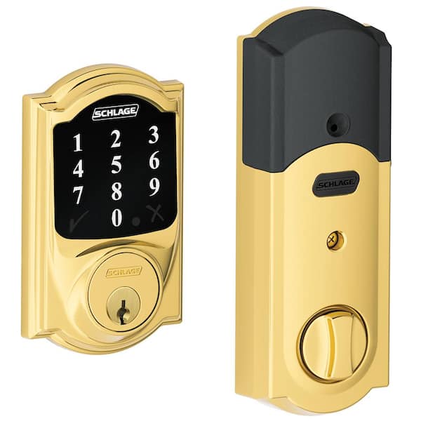 Schlage Camelot Bright Brass Electronic Connect Smart Deadbolt - Z-Wave Plus Enabled