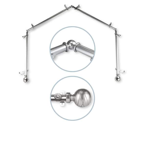 28-48 inch (each side) 13/16 inch diameter 4-Sided Bay Window Curtain Rod in Satin Nickel with Arman Finials