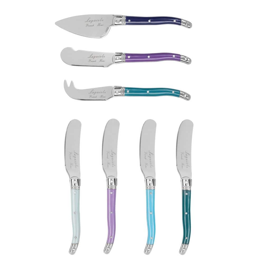 French Home Laguiole Plum Rose Cheese Knife and Spreaders Set (7