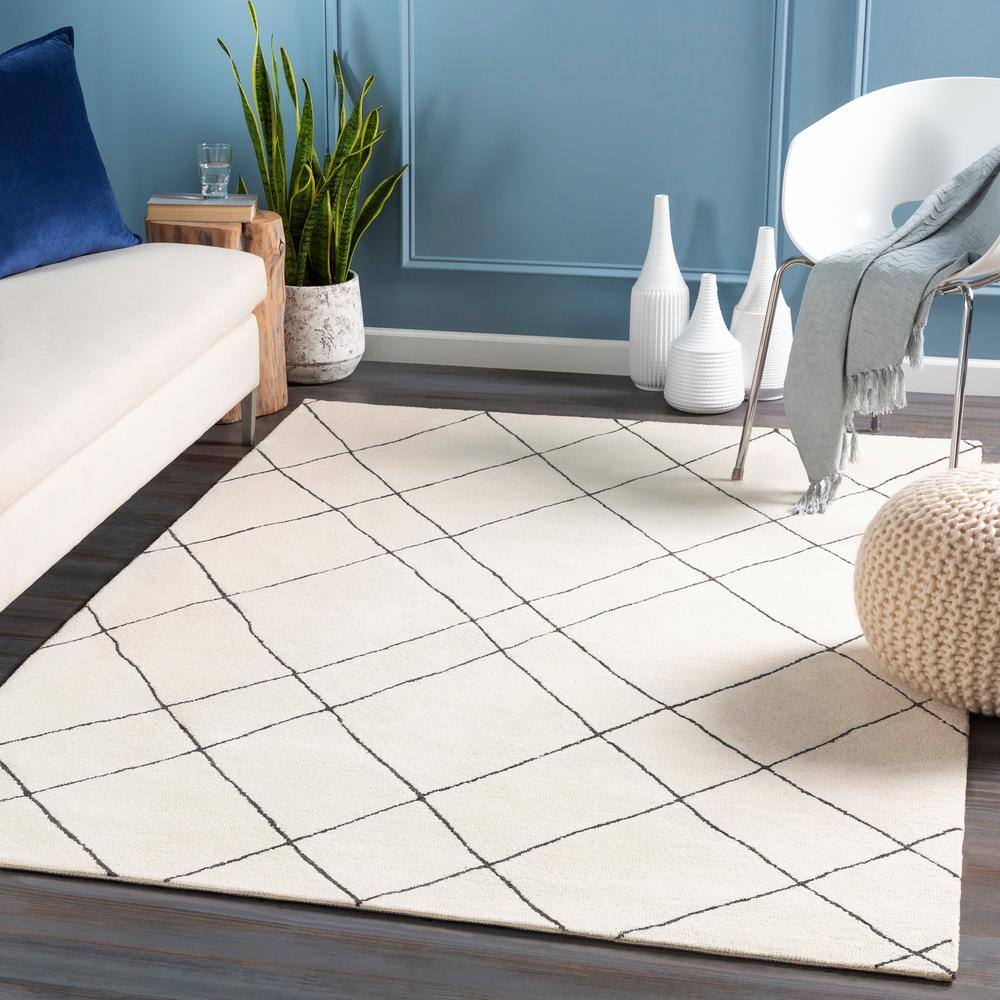 Black Spot Tufted Wool Rectangular 8'10" x 12' Rug