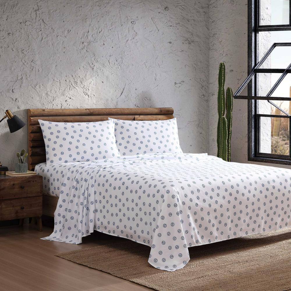 Full Blue and White Polyester Microfiber Sheet Set