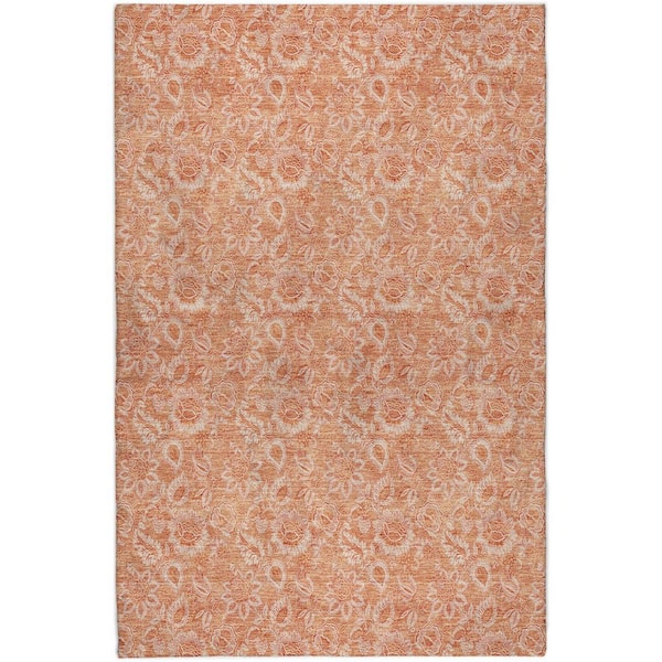 Dream Shag Premium Machine Washable Abstract ADS662 Salmon 5 ft. x 7 ft. 6 in. Area Rug