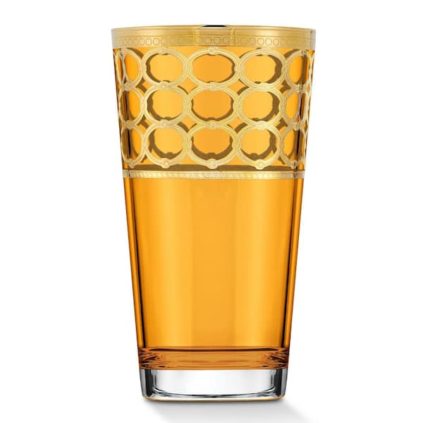 Lorren Home Trends 10 oz. Gold Amber Highball Glass (Set of 6)