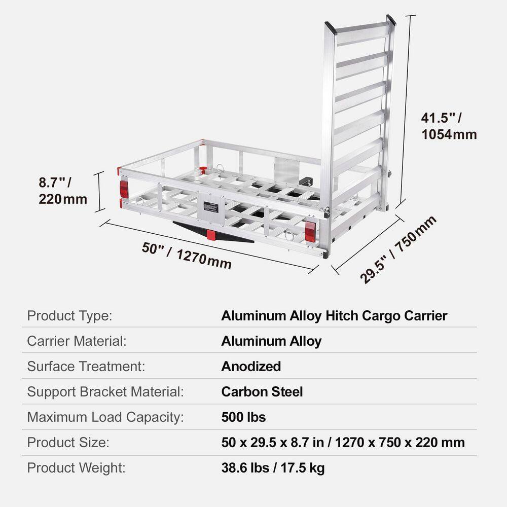 VEVOR Aluminum Hitch Cargo Carrier with Folding Ramp for Vans and Trucks