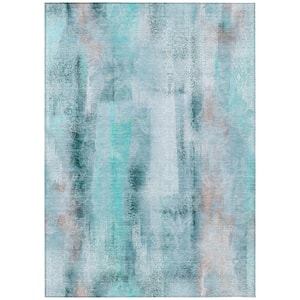 Chantille ACN537 Teal 8 ft. x 10 ft. Machine Washable Indoor/Outdoor Geometric Area Rug