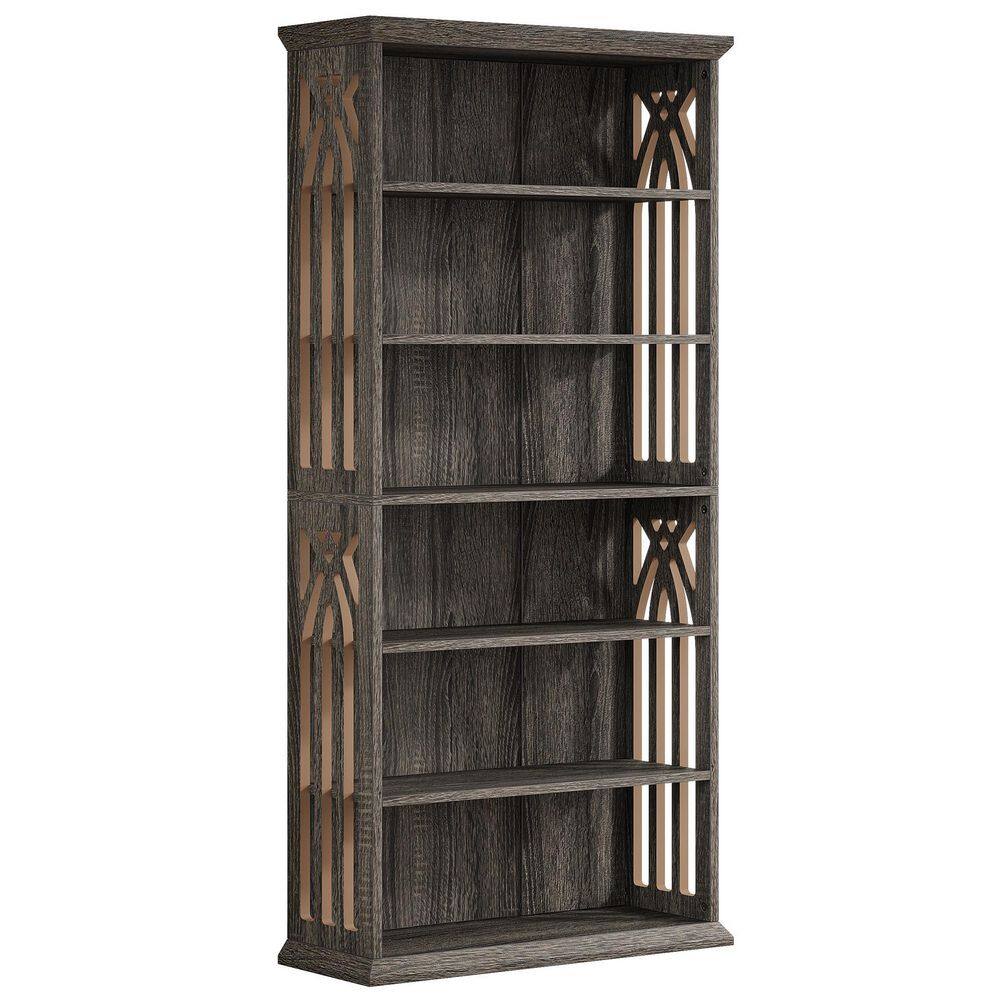 Eulas 75 in. Tall Gray Wood 6-Shelf Standard Bookcase with Interior Shelves, Storage Living Room, Home Office, Bedroom price history on PriceWatchPro